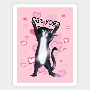 Black and white cat yoga time Sticker